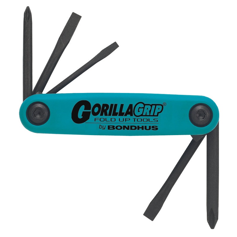 BONDHUS Gorilla Grip Hex fold up 5pcs Key Set PH/SLOT/AWL AFU5, 12545