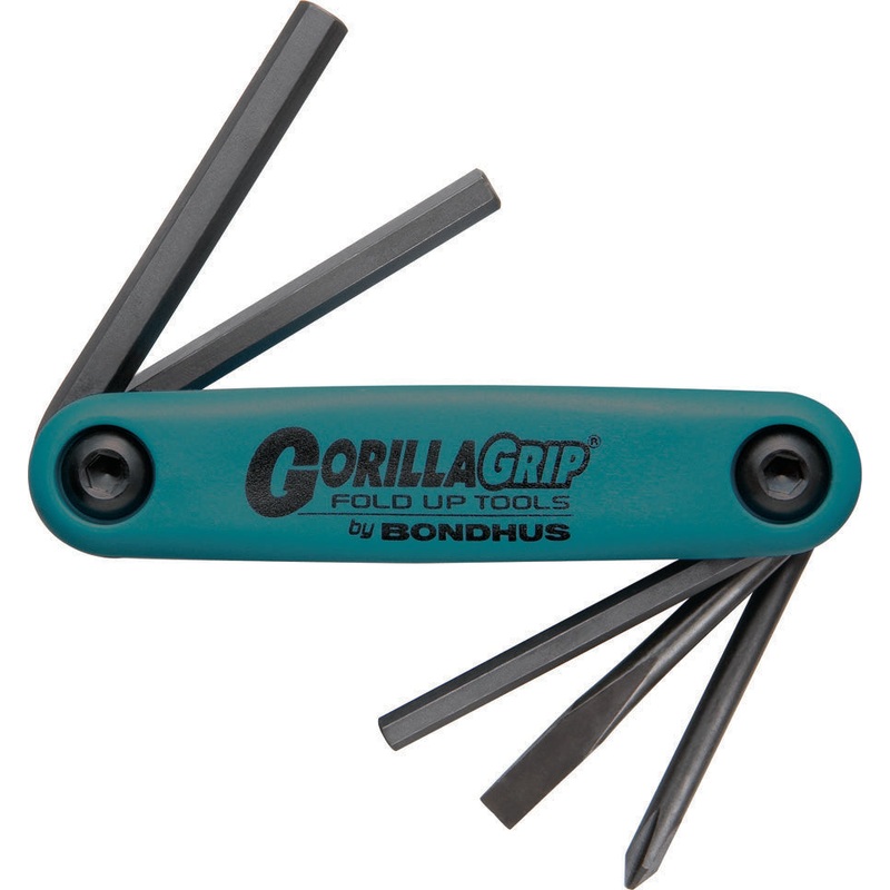 BONDHUS Gorilla Grip Hex fold up 5pcs Key Set PH/SLOT/Hex HFU5, 12540