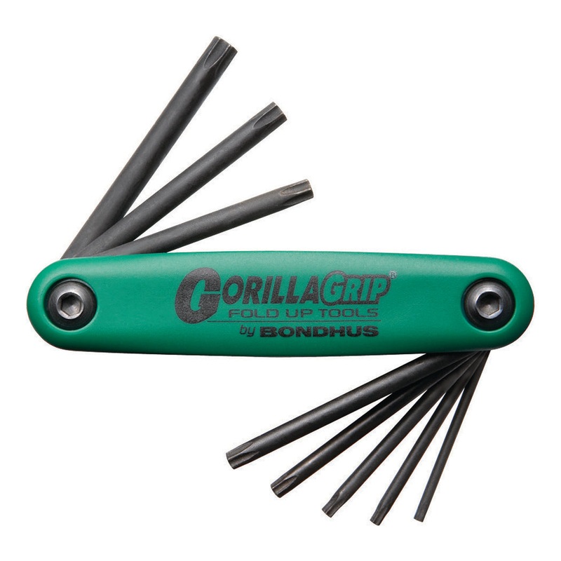 BONDHUS Gorilla Grip Hex fold up 8pcs Security Torx Keys Set TX9-TX40,