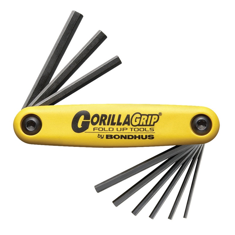 BONDHUS Gorilla Grip Hex fold up 9pcs Key Set 0.050-3/16 HF9S, 12591