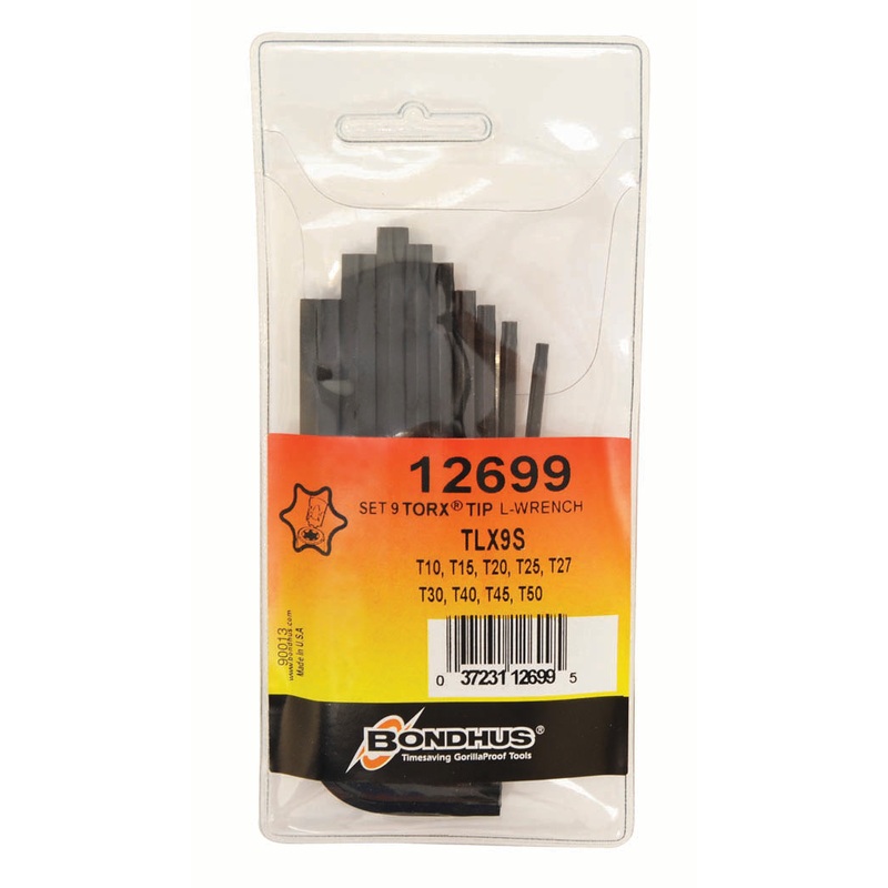 BONDHUS TLX9s 9pcs Torx Key Set T10-T50, 12699
