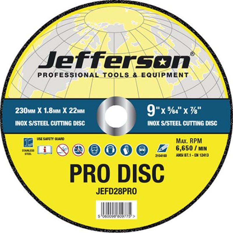 Jefferson 9 x 1.8mm INOX Cutting Disc 22mm Bore