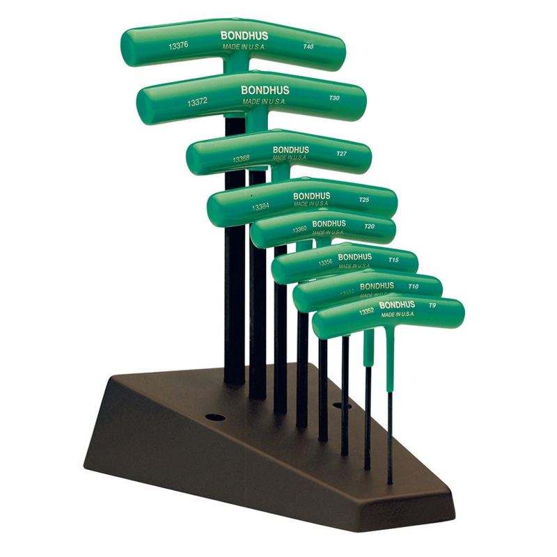 BONDHUS TTHX8 T-Handle Torx Hex 8pcs Set+Stand TX9-TX40, 33034