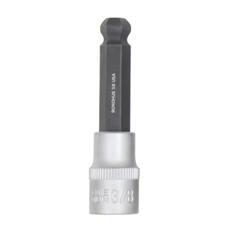 BONDHUS 1/4 2 (50mm) ProHold BallEnd InHex Bit & 3/8 Socket, 43412