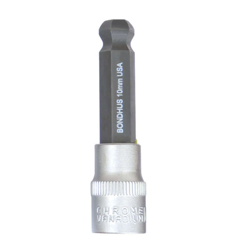 BONDHUS 10mm 2 (50mm) ProHold BallEnd InHex Bit & 3/8 Socket, 43476