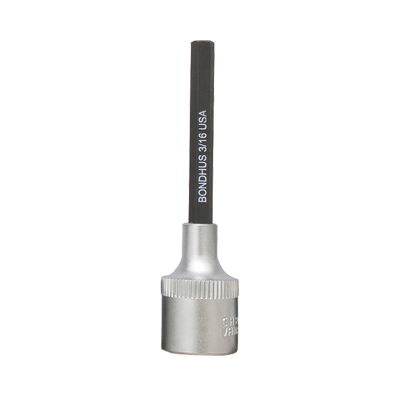 BONDHUS 3/16 2 (50mm) ProHold InHex Bit 3/8 Socket, 3/16, 43210