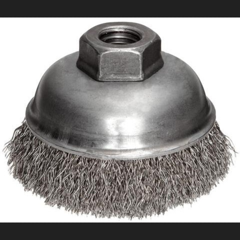 6 x 5/8-11 .014 Carbon Steel Crimped Cup Brush Wire Wheel