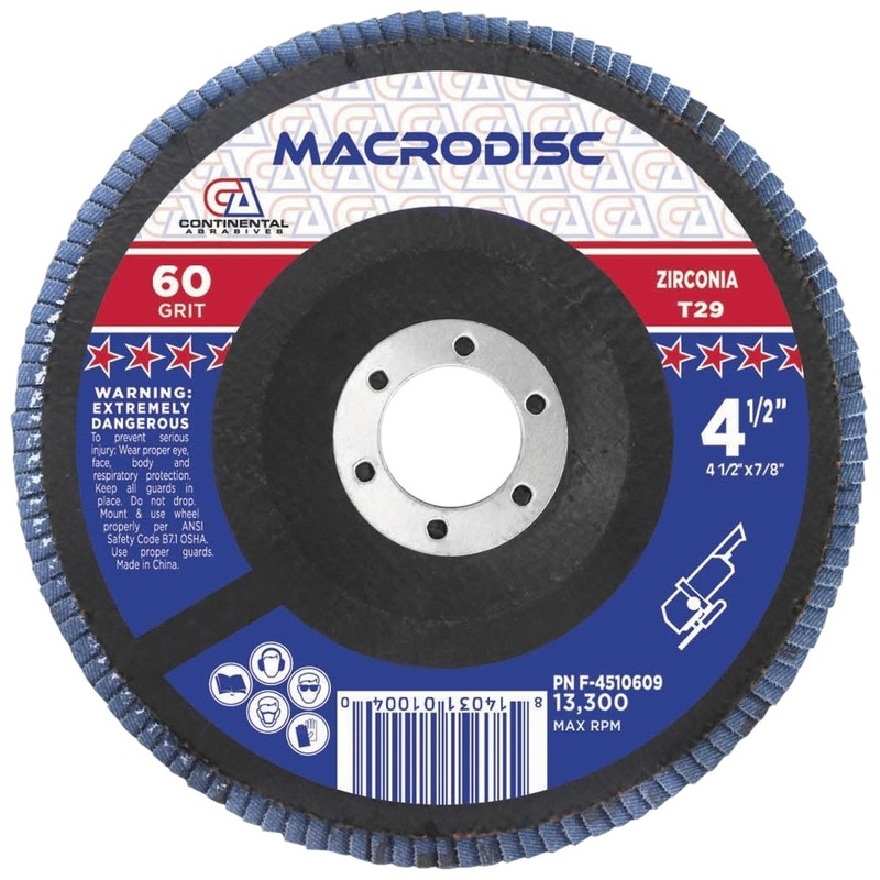 4 1/2 x 7/8 60 Grit Type 29 Zirconia Standard Flap Discs (Pack of 10)