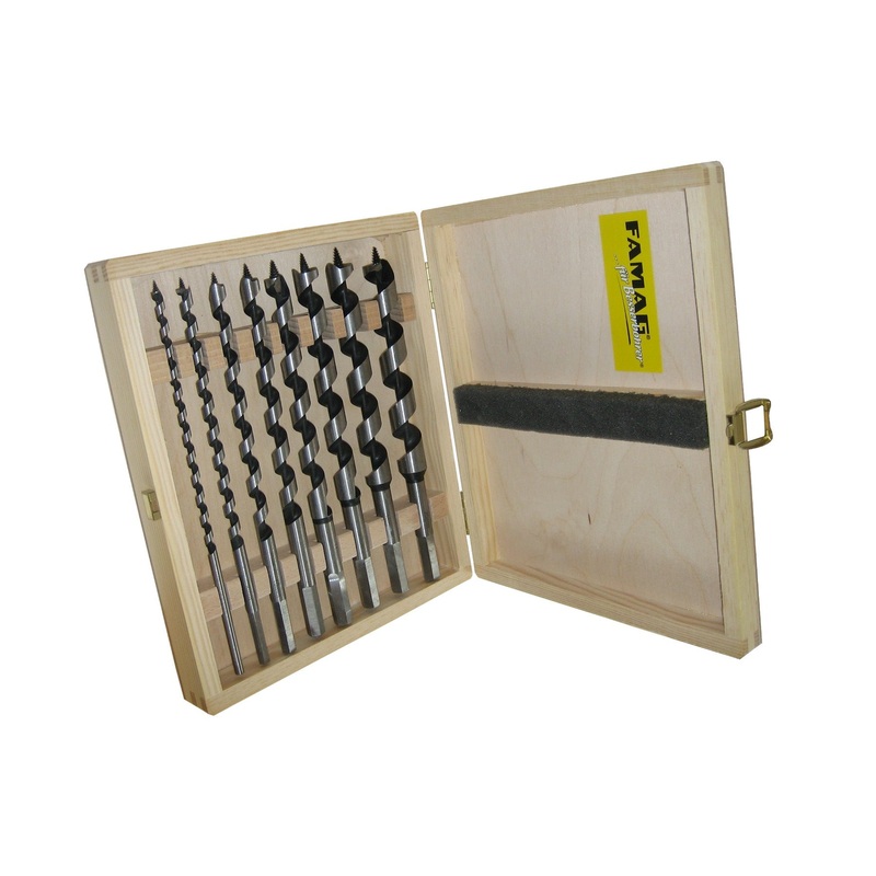 FAMAG Lewis Auger Bit set of 8 pcs OAL 235mm in wooden case, 1410200