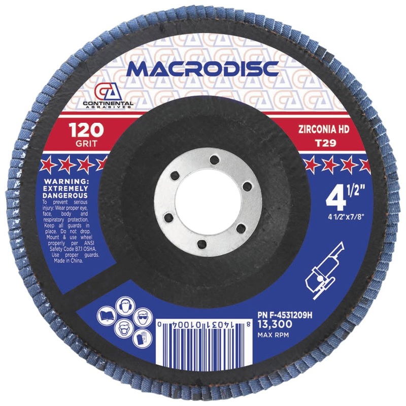 6 x 7/8 120 Grit Type 29 Zirconia High Density Flap Discs (Pack of 10)