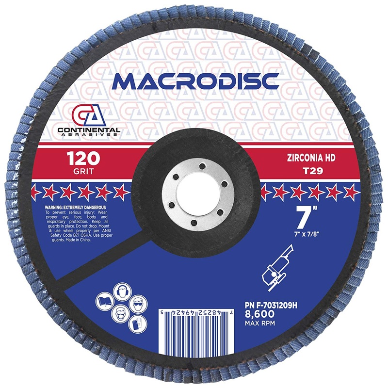7 x 7/8 120 Grit Type 29 Zirconia High Density Flap Discs (Pack of 10)