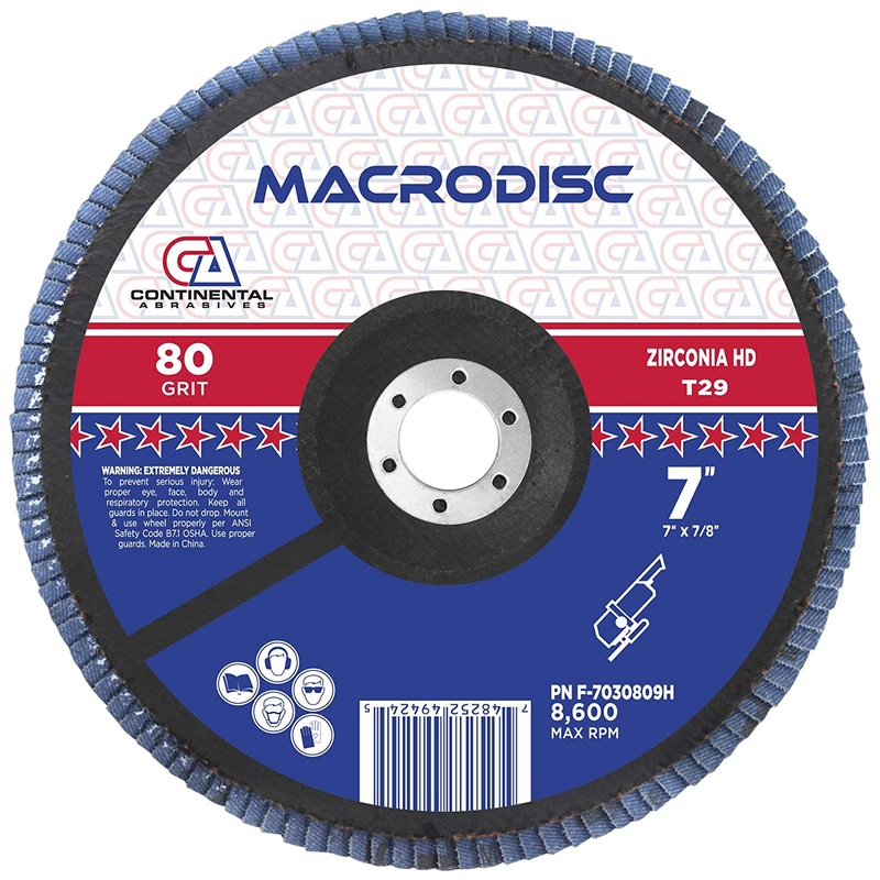 7 x 7/8 80 Grit Type 29 Zirconia High Density Flap Discs (Pack of 10)