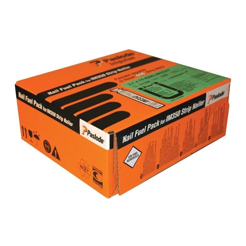 Paslode 3.1mm x 90mm IM350 Straight Shank Bright Nails 2200 - 2 x Fuel Cells