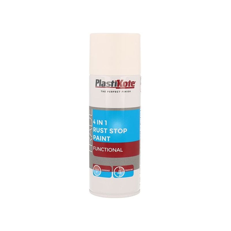Plastikote Trade 4-in-1 Rust Stop Spray Paint White 400ml