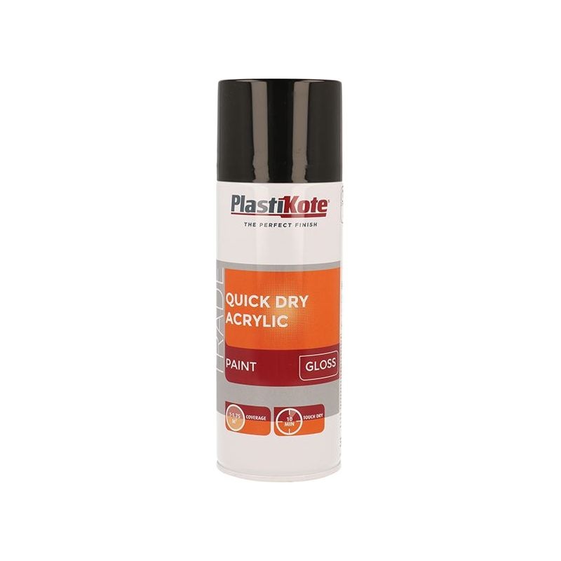 Plastikote Trade Quick Dry Acrylic Spray Paint Gloss Black 400ml