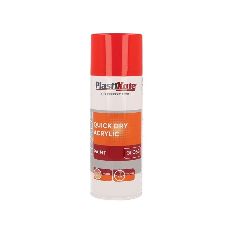 Plastikote Trade Quick Dry Acrylic Spray Paint Gloss Red 400ml