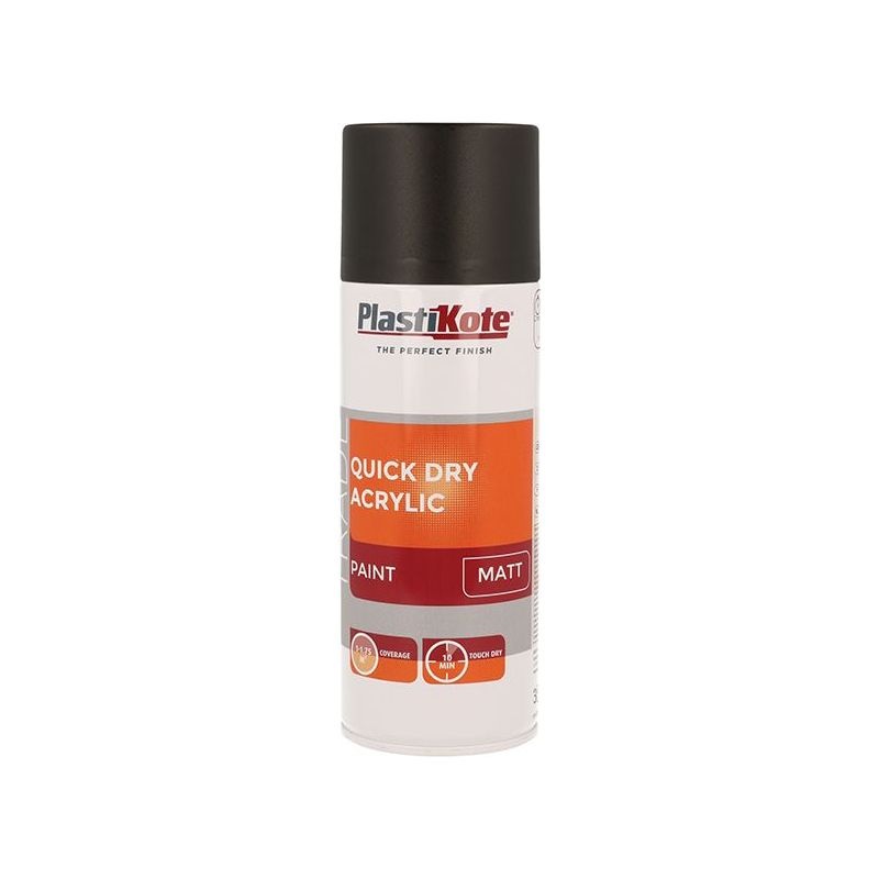 Plastikote Trade Quick Dry Acrylic Spray Paint Matt Black 400ml