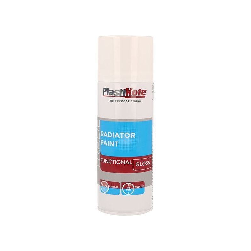 Plastikote Trade Radiator Spray Paint Gloss White 400ml