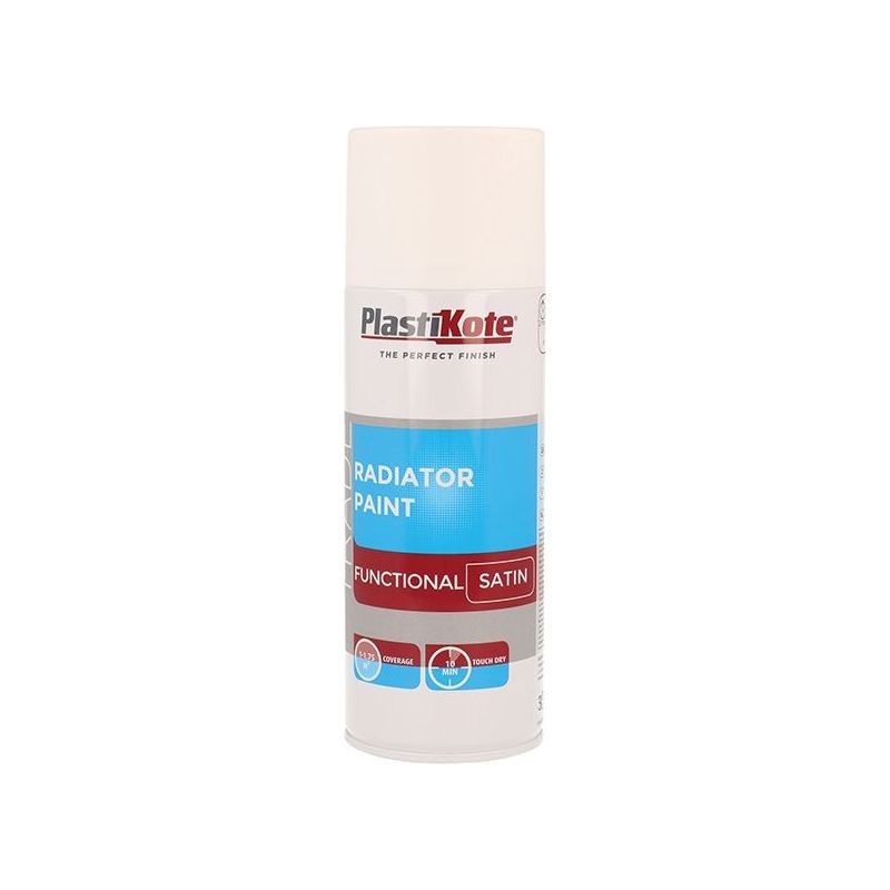 Plastikote Trade Radiator Spray Paint Satin White 400ml