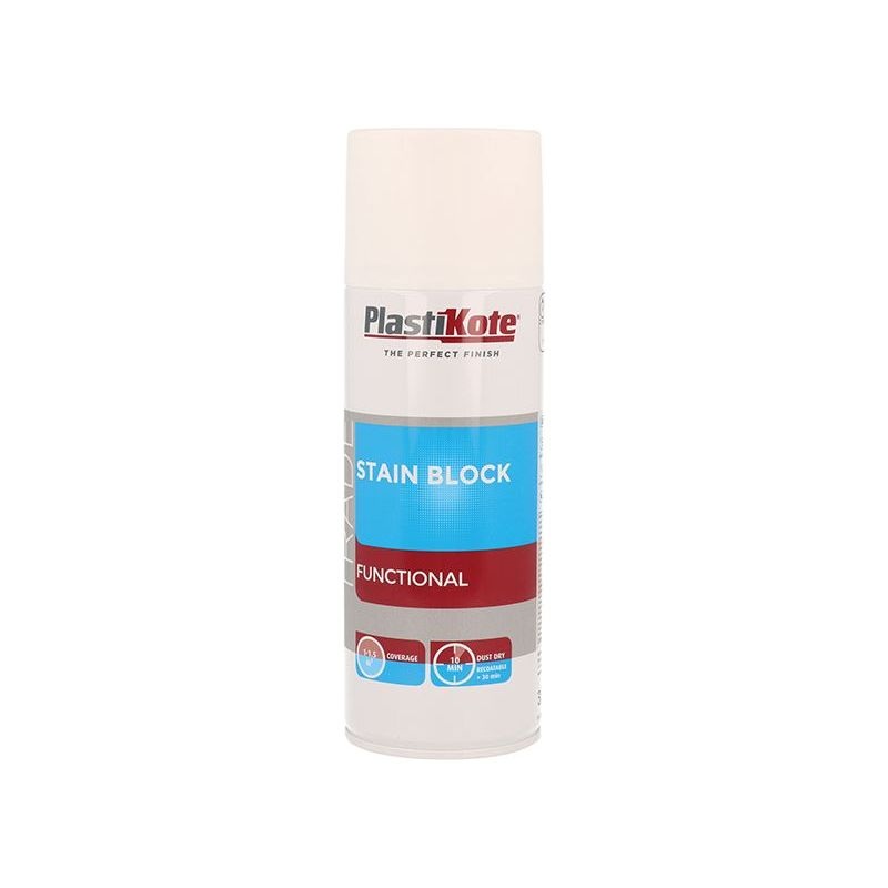 Plastikote Trade Stain Block Spray Paint White 400ml