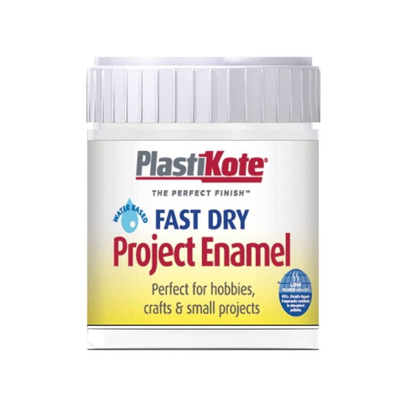 Plastikote Fast Dry Enamel Paint B4 Bottle Gloss White 59ml