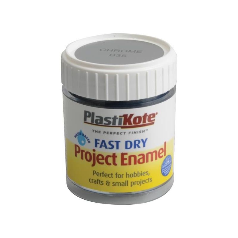 Plastikote Fast Dry Enamel Paint B35 Bottle Chrome 59ml