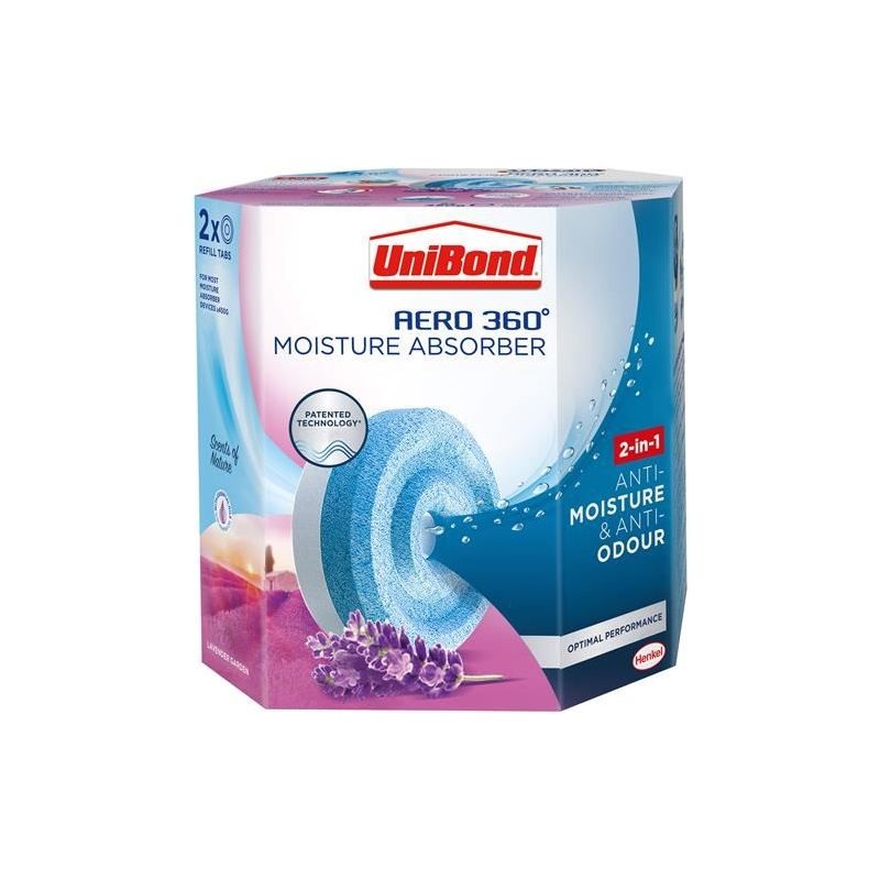 Unibond AERO 360 Moisture Absorber Lavender Garden Refills (Pack 2)