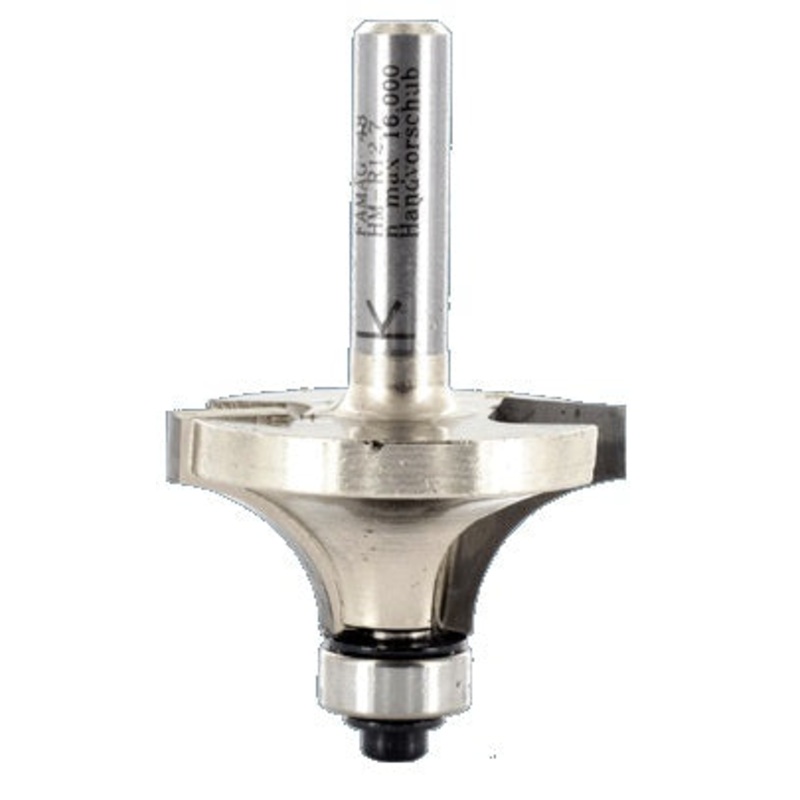 FAMAG Rounding-Over Bit with changeable ball bearing guide on the face side, R1- 6.4mm D25,4mm, Shank 8mm, 3109825