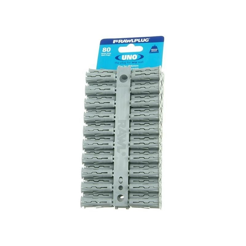 Rawlplug Grey UNO Plugs 10 x 36mm (Card 80)