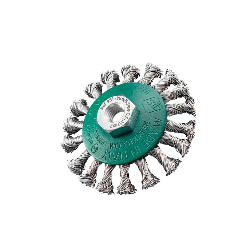 SITBRUSH CZ95 95mm Twist Knot Bevel Brush 0.5 Stainless Steel For Angle Grinder M14, 0951