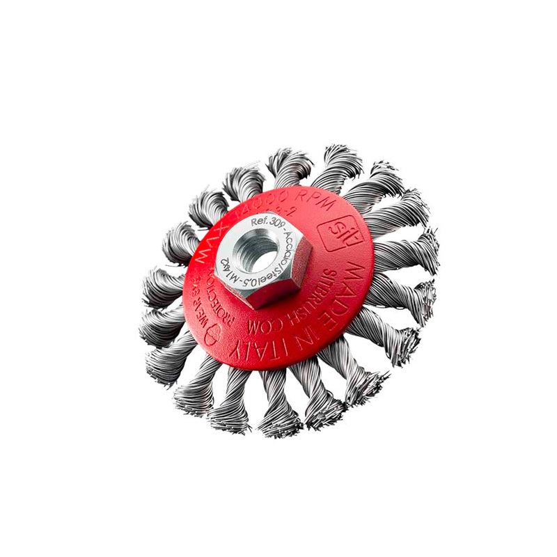 SITBRUSH CZ95 95mm Twist Knot Bevel Brush 0.5 Steel For Angle Grinder M10, 0312