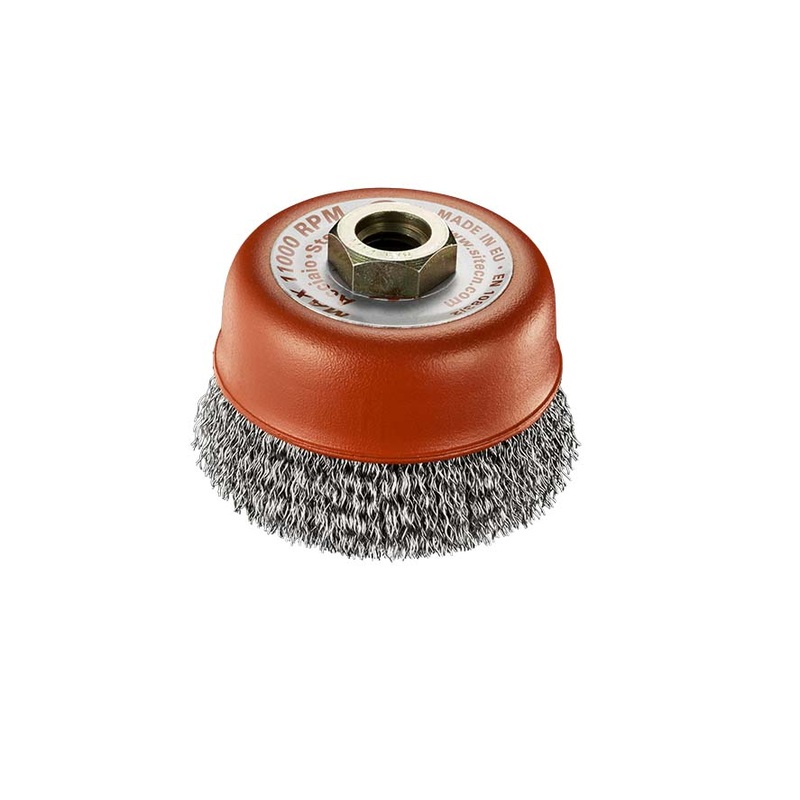 SITBRUSH T90 90mm Stainless Steel Crimped 0.3 Wire High Speed Cup Brush For Angle Grinder M14 + 5/8, 0113