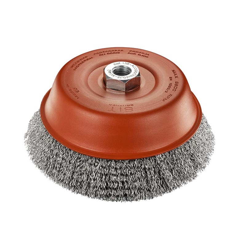 SITBRUSH T150 150mm Crimped 0.35 Wire Cup Brush For Angle Grinder 7/8, 0158
