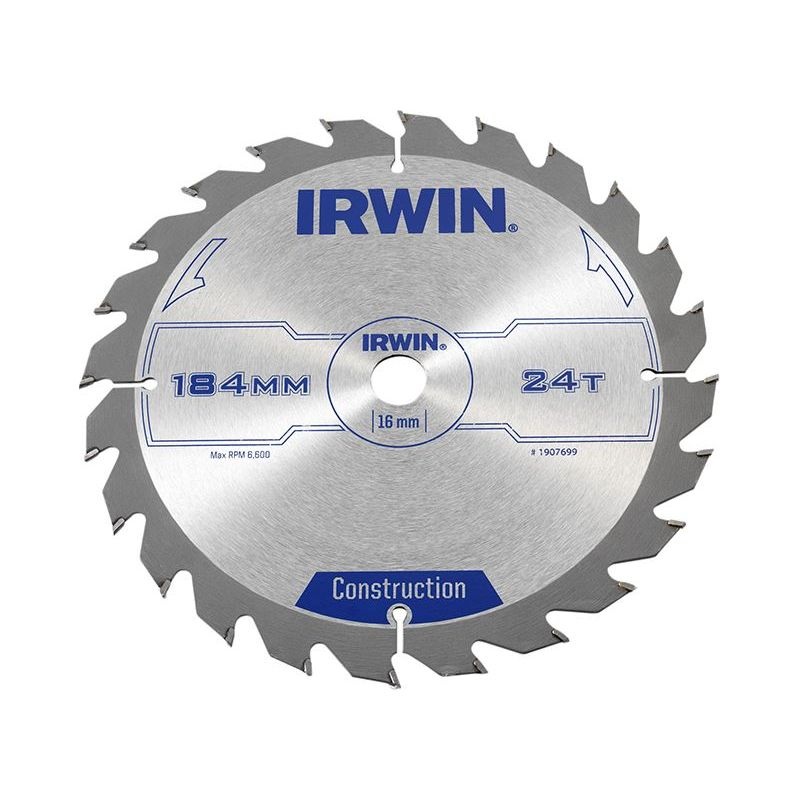 Irwin Construction Circular Saw Blade 184 x 16mm x 24T ATB