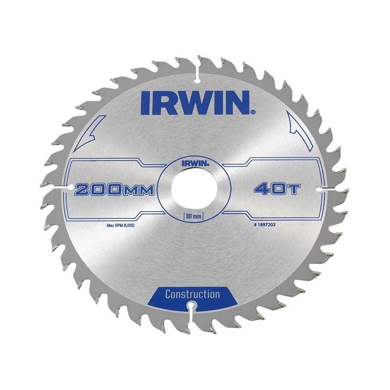 Irwin Construction Circular Saw Blade 200 x 30mm x 40T ATB