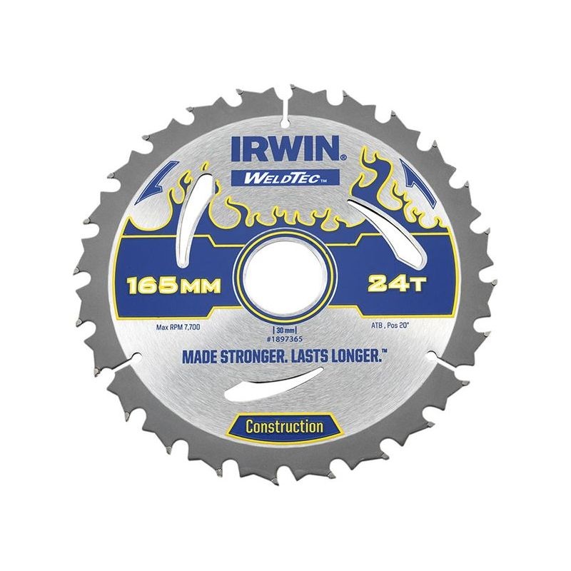 Irwin Weldtec Circular Saw Blade 165 x 30mm x 24T ATB