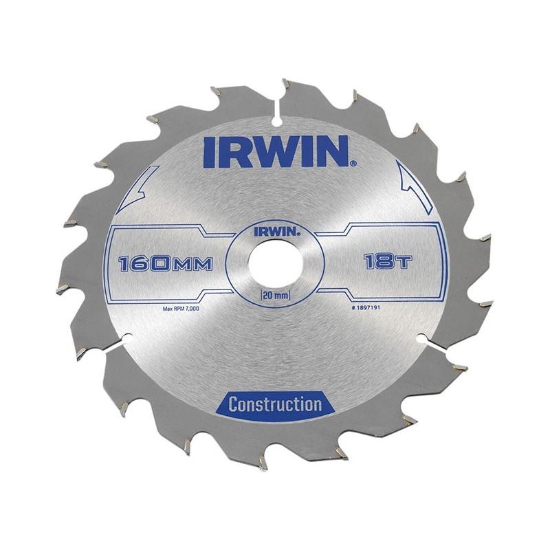 Irwin Construction Circular Saw Blade 160 x 20mm x 18T ATB