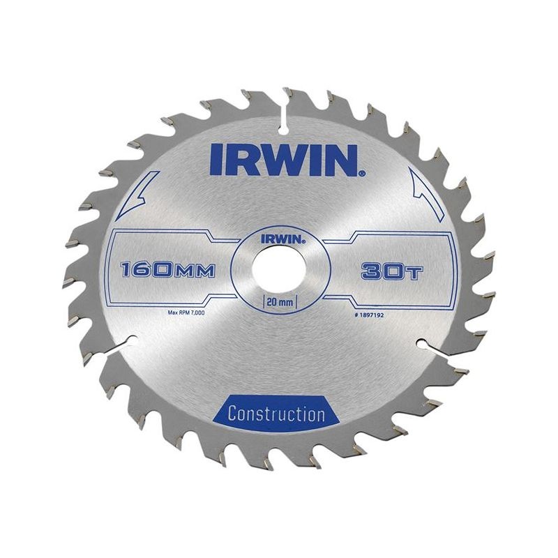 Irwin Construction Circular Saw Blade 160 x 20mm x 30T ATB