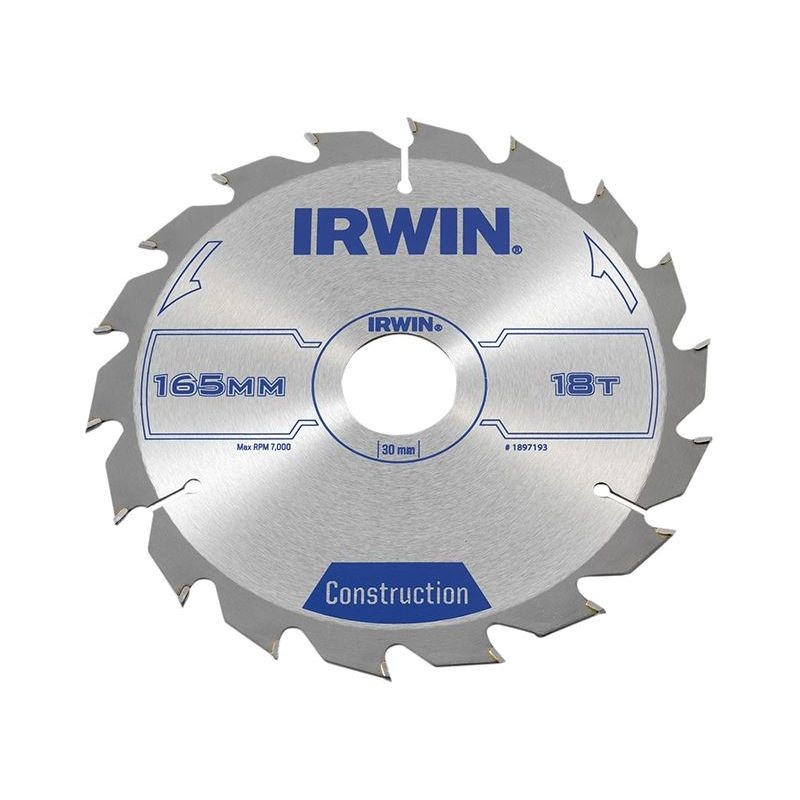 Irwin Construction Circular Saw Blade 165 x 30mm x 18T ATB