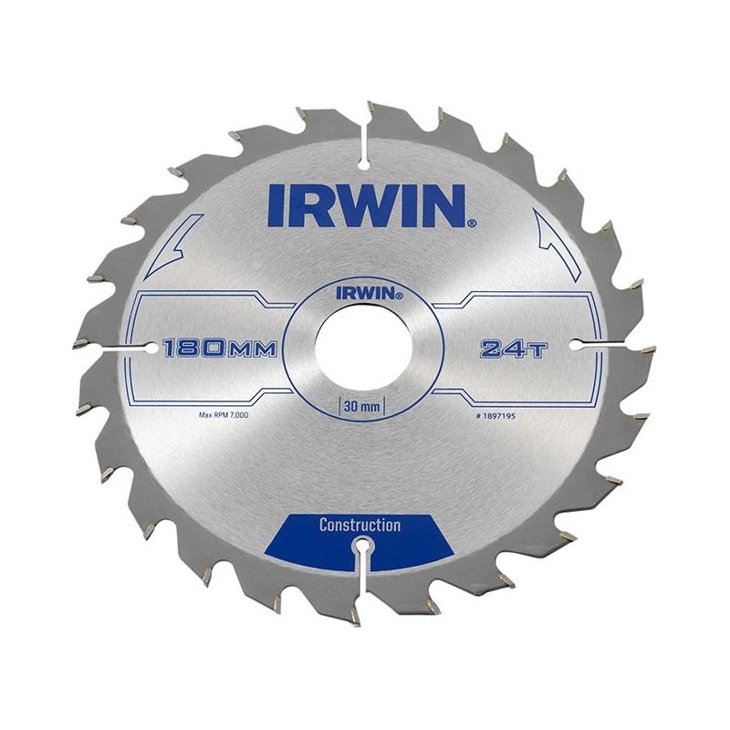 Irwin Construction Circular Saw Blade 180 x 30mm x 24T ATB