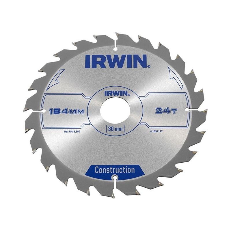 Irwin Construction Circular Saw Blade 184 x 30mm x 24T ATB