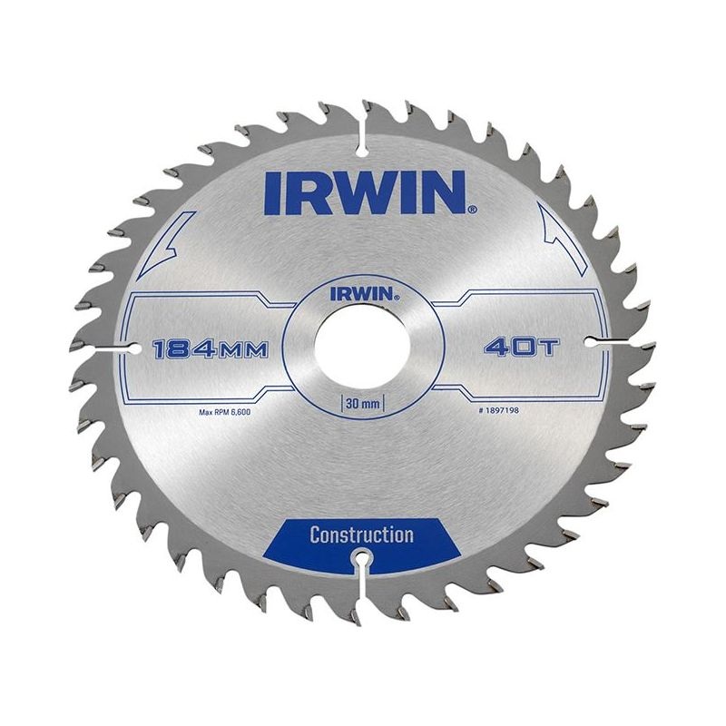 Irwin Construction Circular Saw Blade 184 x 30mm x 40T ATB