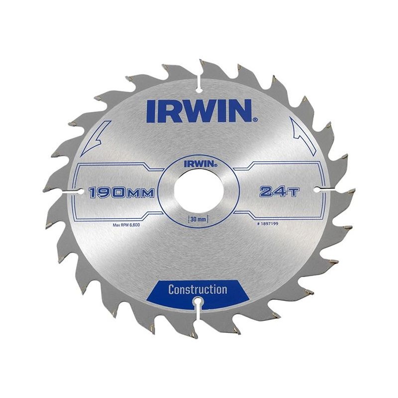 Irwin Construction Circular Saw Blade 190 x 30mm x 24T ATB