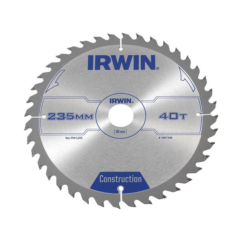 Irwin Construction Circular Saw Blade 235 x 30mm x 40T ATB