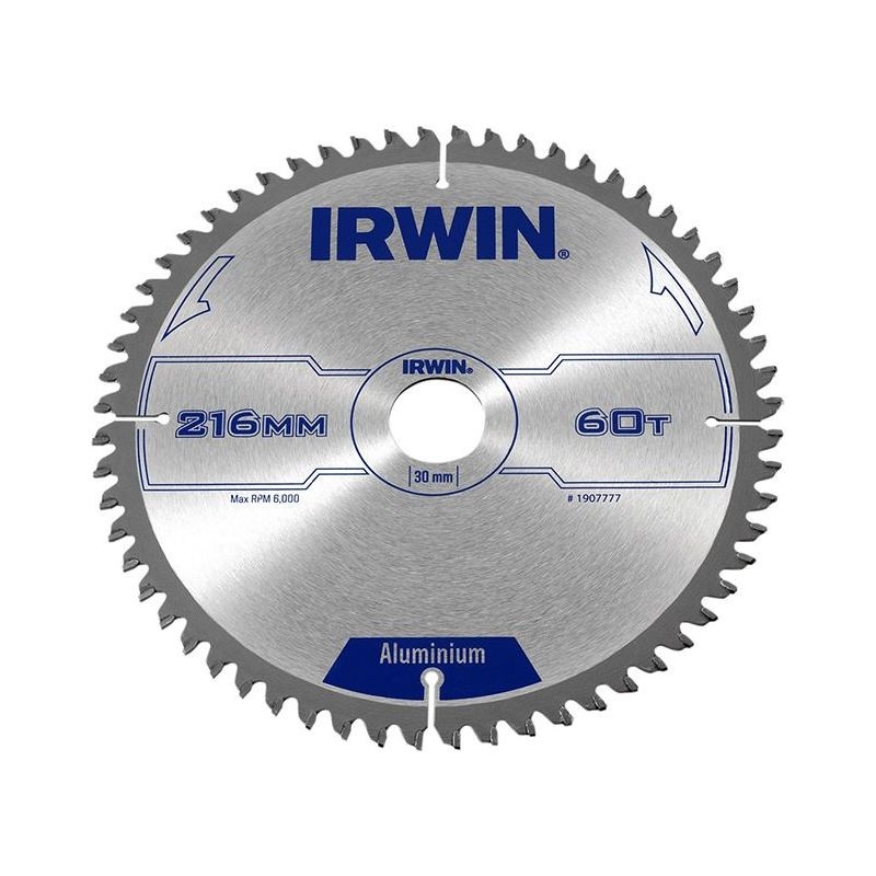 Irwin Professional Aluminium Circular Saw Blade 216 x 30mm x 60T TCG