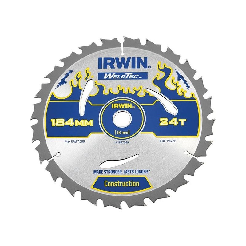 Irwin Weldtec Circular Saw Blade 184 x 16mm x 24T ATB