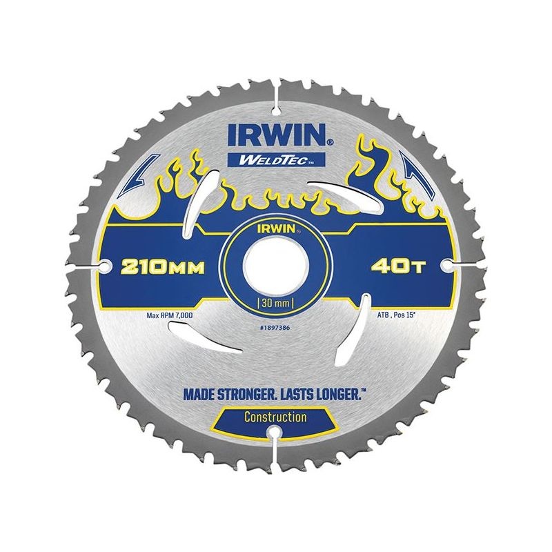 Irwin Weldtec Circular Saw Blade 210 x 30mm x 40T ATB