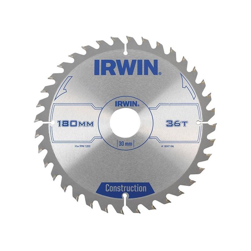 Irwin Construction Circular Saw Blade 180 x 30mm x 36T ATB