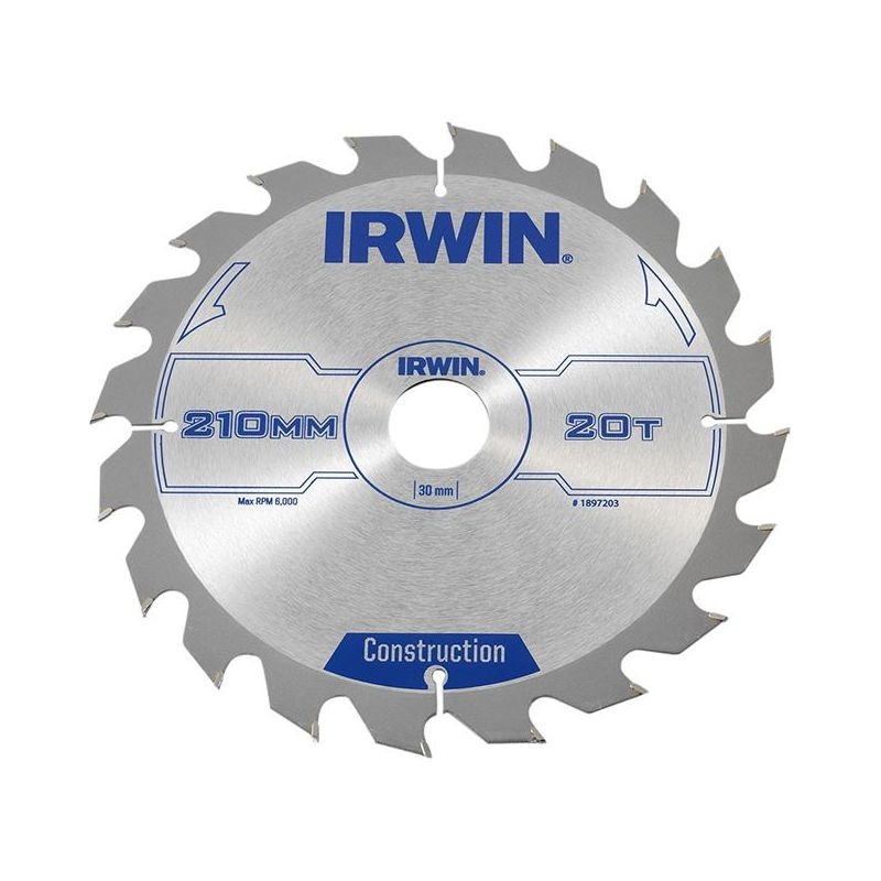 Irwin Construction Circular Saw Blade 210 x 30mm x 20T ATB