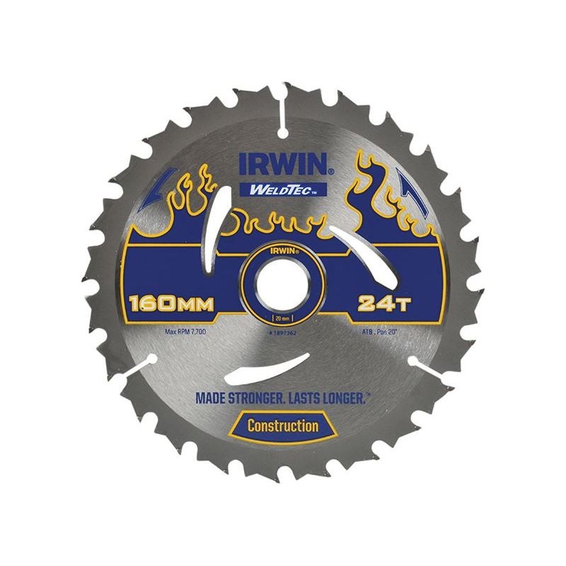 Irwin Weldtec Circular Saw Blade 160 x 20mm x 24T ATB